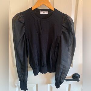 Mango knitted black top with transparent sleeves